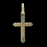 10k Yellow Gold 0.85CT Round/Baguette Diamond Cross Pendant 2.7g Mens Pure Charm